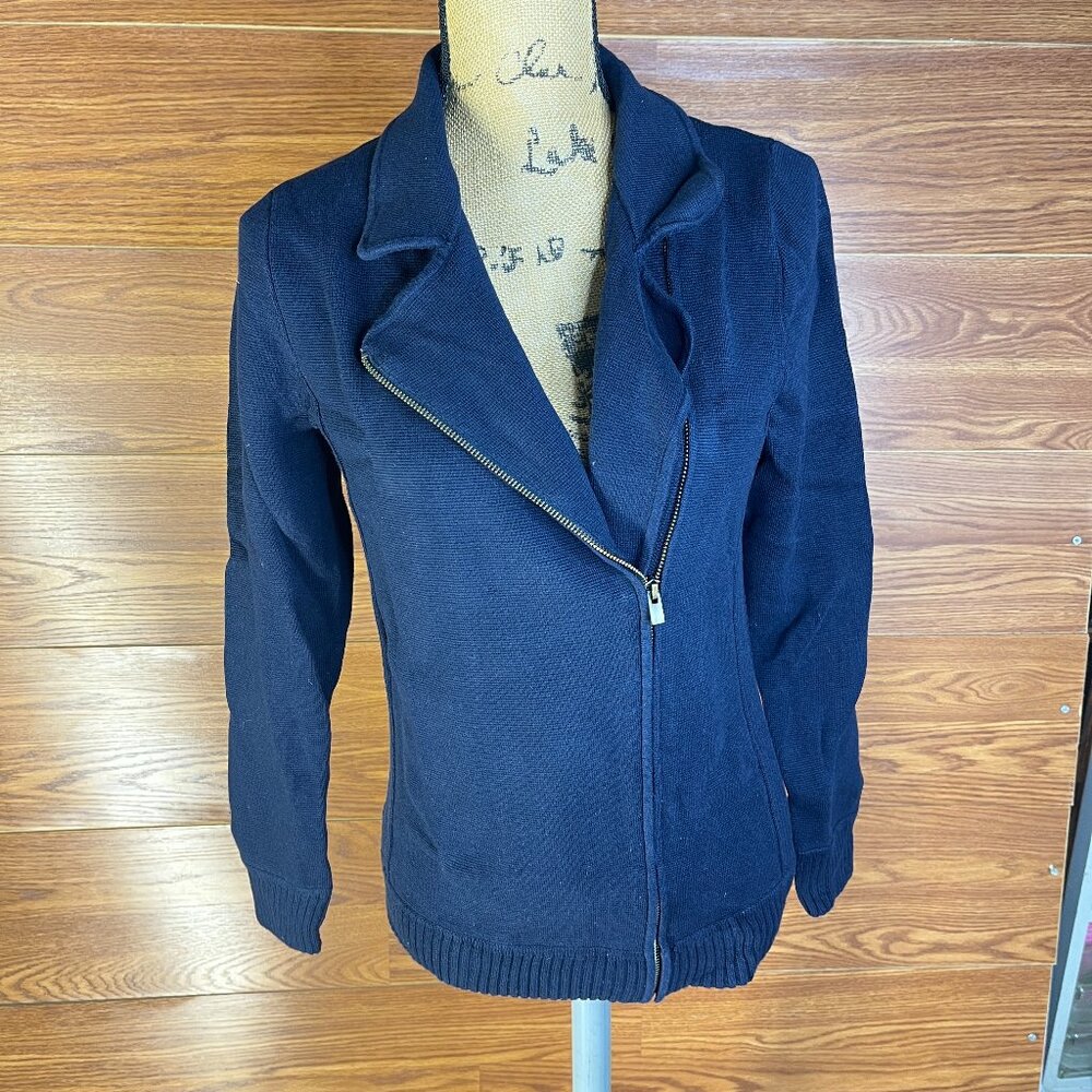 41 Hawthorn women’s Cardigan Sweater Moro Full Zip L large navy Blue